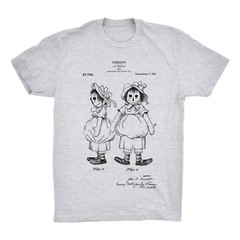 Raggedy Ann Patent T-Shirt. Rag Doll Premium Cotton Tee. Black White or Gray NEW