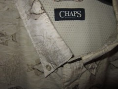 Chaps Ralph Lauren Men’s XXL Button Down Shirt Short Sleeve Fish Print Pockets