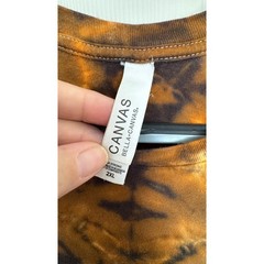 Tie Dye T-Shirt Adult 2XL Brown V-Pattern Short Sleeve Cotton Tee Hippie Earthy