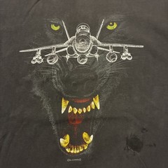 Vintage EF-18 Super Hornet Fighter Jet Wolf – T Shirt XXL Faded Boxy Double Side
