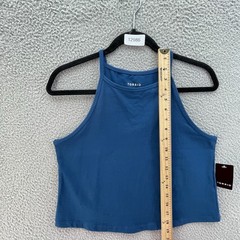 Torrid Top Women Plus Size 1X Blue Poseidon Foxy High Neck Crop Stretch Cotton