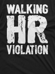 Employee funny T-shirt corporate party humorous walking HR violation T-shirt