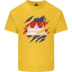Torn Cambodia Flag Cambodian Day Football Mens Light Cotton T-Shirt
