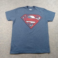 Superman Shirt Mens Medium Blue Shield Logo Graphic Tee Tagless DC Comics