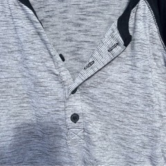 Express Heathered Gray and Black Long Sleeve Button Front Baseball Tee Shirt