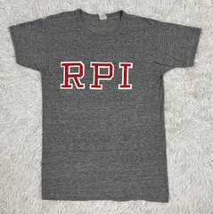 Vtg 70s 80s RPI Tri Blend T Shirt Sportswear Single Stitch Made in USA M Gray