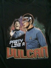 Star Trek Mr Spock Black T-shirt New Licensed Party Like a Vulcan 60’s Likeness