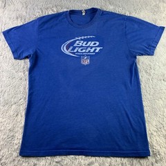 Bud Light Shirt Mens Large Blue White Red NFL Football Official Beer Sponsor Tee