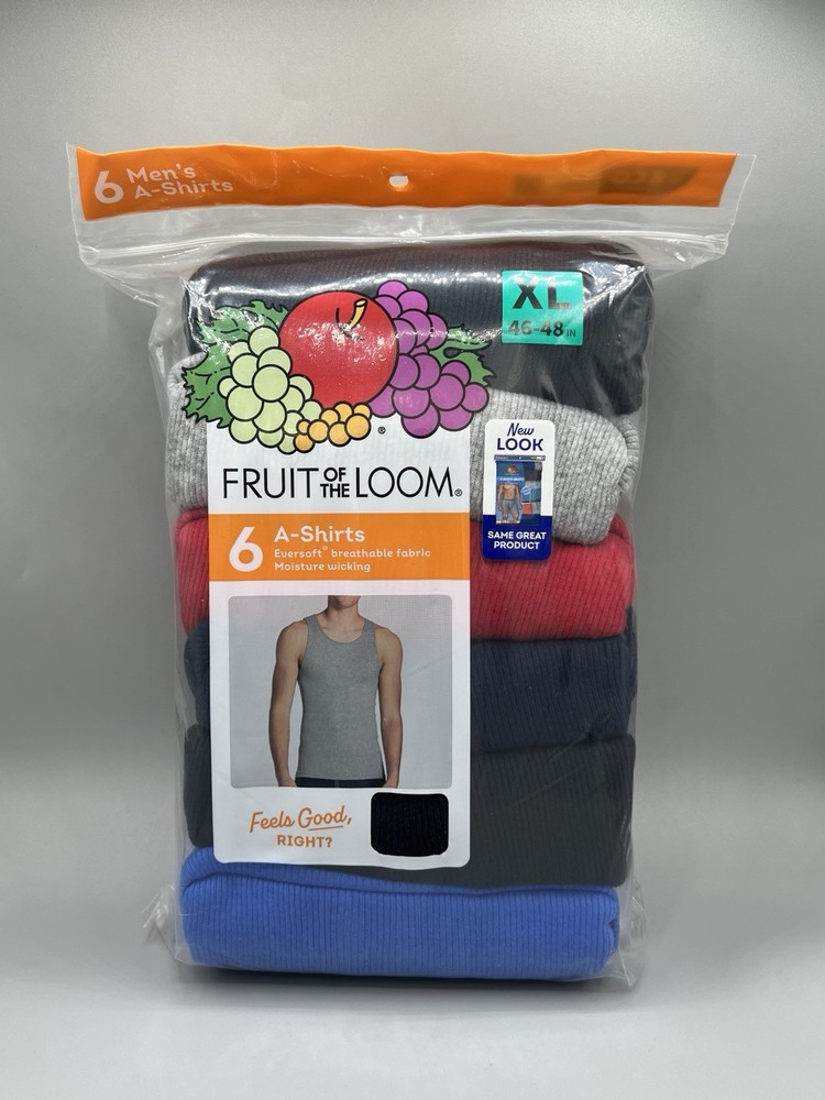6-Pack FRUIT OF THE LOOM Men’s Size XL A-Shirts Tank Top Assorted