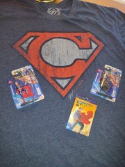 Superman,Born in Cleveland, Men’s xlg T-shirt w NEW good/evil Figures,Cards