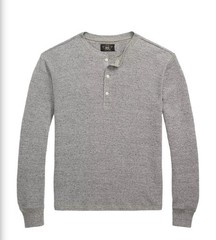 Ralph Lauren RRL Waffle Knit Men’s Henley Size L Grey (Original Price $145)