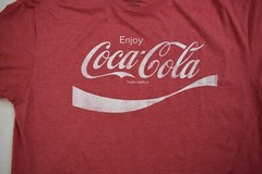 Coca Cola Mens Enjoy Coke Distressed Print Red Heather Shirt New XL