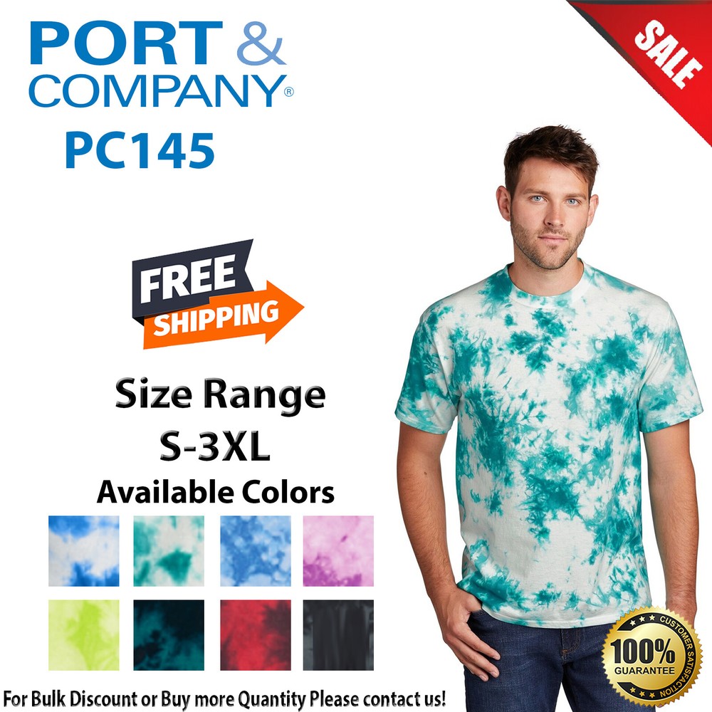 Port & Company PC145 Mens Short Sleeve Crystal Tie-Dye Crew Neck Hand Dyed Tee