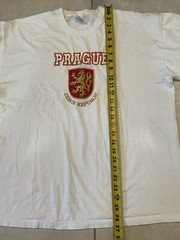 VTG 90s Prague Czech Republic Men’s Shirt XL White Embroidered Coat Of Arms