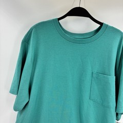George Mens XL Teal Horizontal Stripe Pocket T-Shirt Cotton Blend New