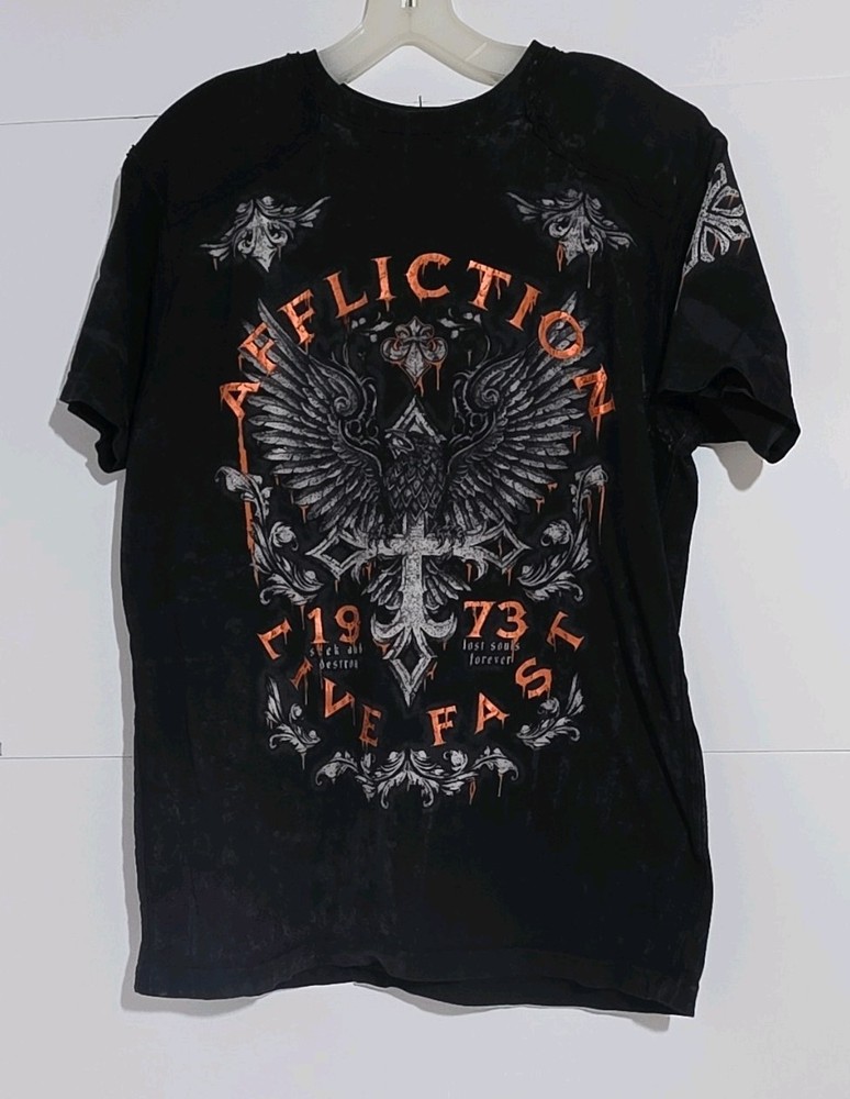 Affliction Live Fast 1973 Seek And Destroy Lost Souls Graphic T-Shirt Size Large