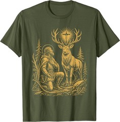 St. Hubert and the Stag Christian Hunter Vision Art T-Shirt