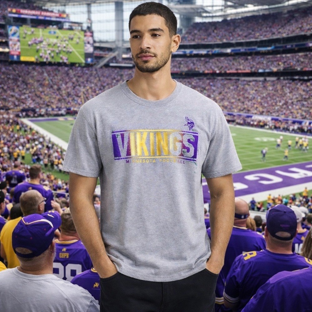 Minnesota Vikings NFL Team Apparel Gray Short Sleeve T Shirt XL