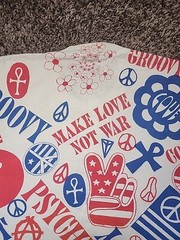 Vintage 80s Peace Love Not War Hippie Psychedelic Single Stitch AOP Shirt Sz XL