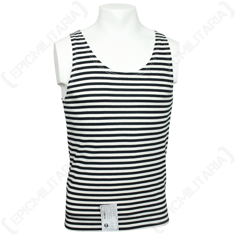 Russian Black Stripe Vest Telnyashka – 100% Cotton Marine Sleeveless Tank Top