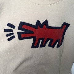 Vintage Keith Haring Barking Dog Pop Shop T-Shirt White Size L USA Art Tee