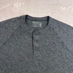 Faherty Shirt Mens Size XL Dark Gray Henley Collar Cloud Cotton Modal Blend