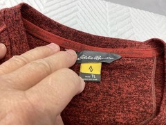 Eddie Bauer Henley Shirt Mens TL Maroon Travex 1/4 Snap