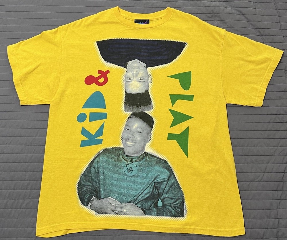 Kid & Play RARE Vintage Graphic Shirt Size Large Hip-Hop Yellow