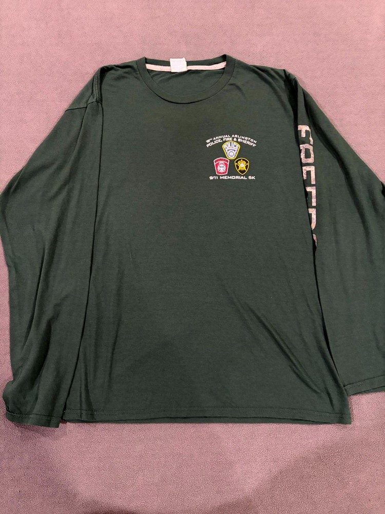Port & Company Performance T Shirt Mens Large Olive Green American Flag Remember