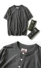 American Summer New Mens Cotton Henry Collar Retro Casual Short-Sleeved T-Shirt