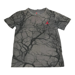 Jordan Jumpman Logo Graphic Tree Print Gray/Black Teens L Crew Neck T-Shirt