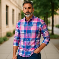 Wear Sierra Top Shelf Cotton Long Sleeve Button Down Shirts in Pink Plaid