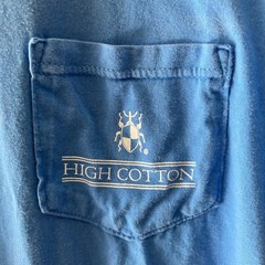 High Cotton MENS SS Cotton Blue T Shirt Front Pocket SZ Medium FLAW