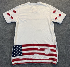 Heritage America Men’s Size Large USA Flag Distressed Longline Tee Zip Sides