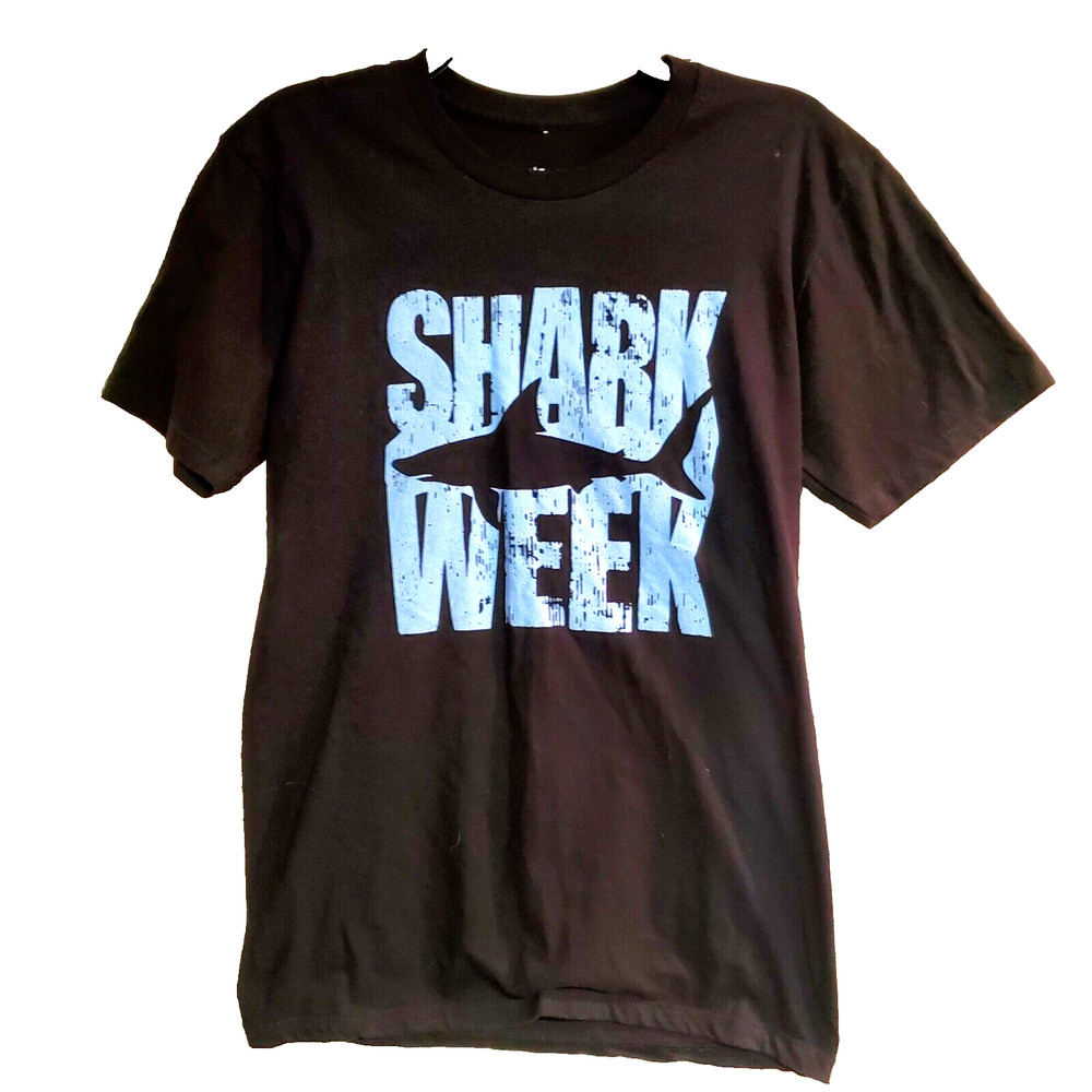 Shark Week Discovery Channel T Shirt Black Tee Public Small Sharks TV Show Promo