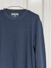 American Eagle Men’s Long Sleeve Thermal Waffle Knit Shirt, Size M Medium Grey