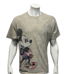 Disney Parks Tan Multi Color Mickey Mouse Graphic Adult T-Shirt Tee Size XL