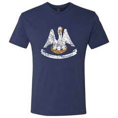 Louisiana Flag State Pride Triblend Mens T-Shirt – Vintage Navy