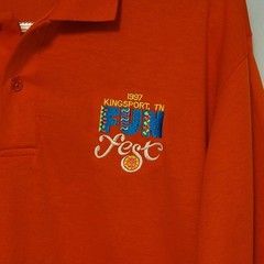 VTG Fun Fest 1997 Kingsport TN Orange Polo Shirt Single Stitch Embroidery Sz M