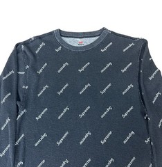 Supreme x Hanes Thermal Shirt Large Black Logo FW20 Waffle Knit Long Sleeve
