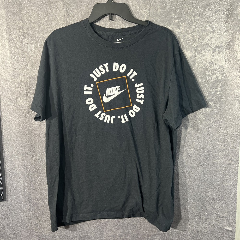 Nike Just Do It T-Shirt Men’s M Black Short Sleeve Crew Neck Graphic Tee
