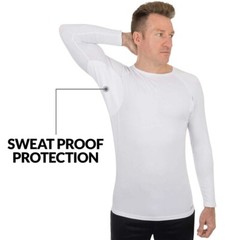 Ejis Men’s Crew Neck Long Sleeve Micro Modal Sweat Proof White Undershirt