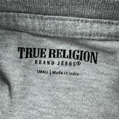 True Religion Shirt Mens S Gray Long Sleeve Crewneck Y2K Logo Casual Preppy Top