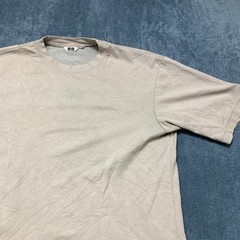 Uniqlo AIRism Oversized T-Shirt Mens Medium Beige Cotton Wide Fit Drop Shoulder
