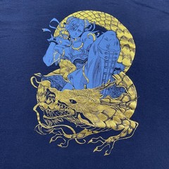 Street-Figher Chun-Li Foil Dragon Shirt Large 22×28 Blue Capcom X UDON