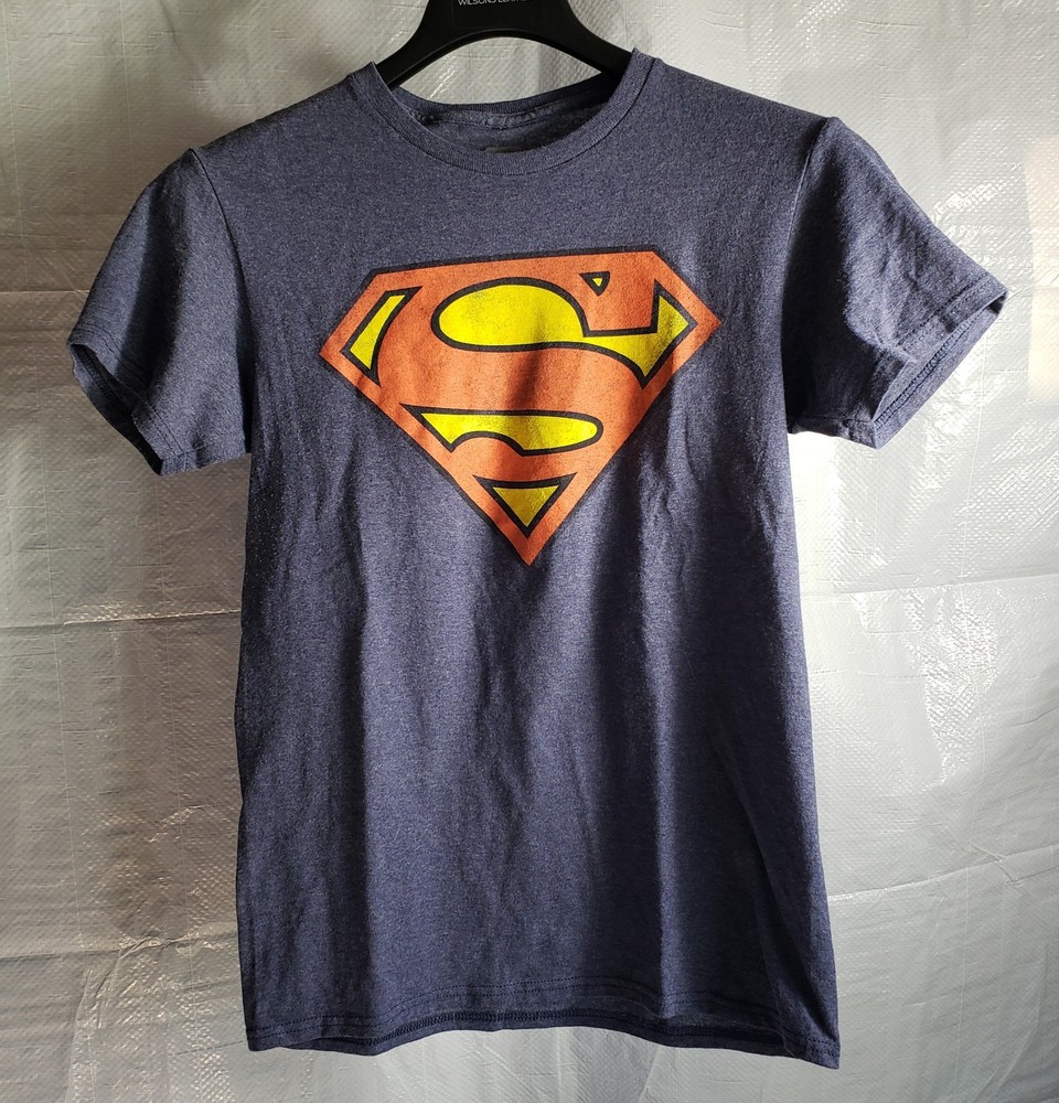 Superman T-Shirt, Adult Small Navy Blue, Comics Superhero Graphic Tee