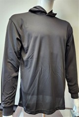 Black Long Sleeve Safety Shirt With Hoodie, Quick Dry Polyester Birdeye mesh
