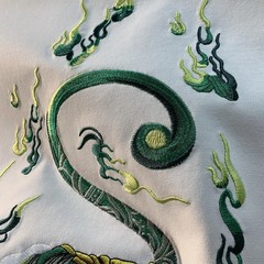 Men Embroidery Dragon Graphic T-Shirt Casual Short Sleeve Crewneck Cotton Tee