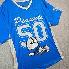 Snoopy Peanuts Football NFL Jersey Shirt Mens XL Blue Charlie Brown 50 NWT