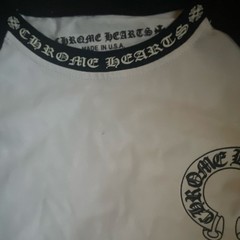Chrome Hearts Raglan Long Sleeve Graphic Tee White/Black Cotton Jersey Men M
